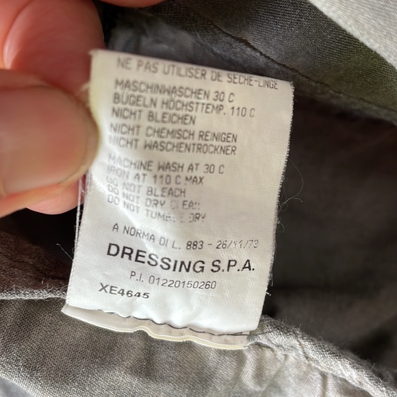 Made in Italy jacket in neutral dark olive green. Grommets, stitching, pockets - Picture 5 of 6